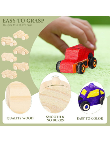 Juguetes de Auto de Madera DIY Lenwen - 48 Piezas Lindo