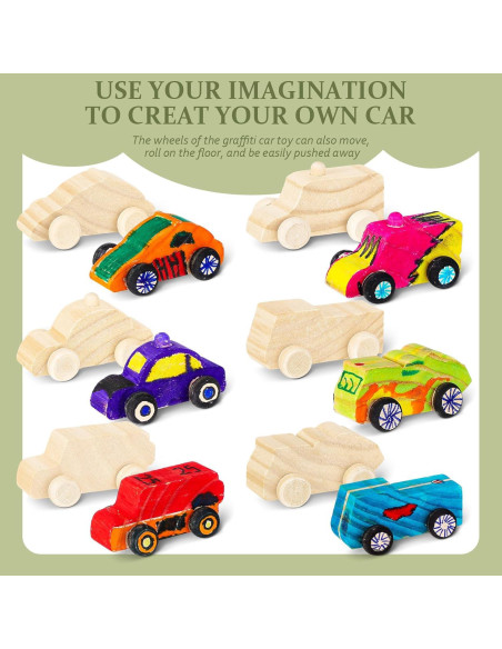 Juguetes de Auto de Madera DIY Lenwen - 48 Piezas Lindo