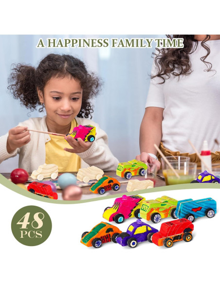 Juguetes de Auto de Madera DIY Lenwen - 48 Piezas Lindo