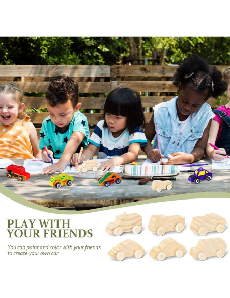 Juguetes de Auto de Madera DIY Lenwen - 48 Piezas Lindo