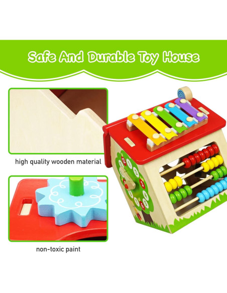 Casa de Juguete de Madera Montessori 16x16cm para Niños 18m+