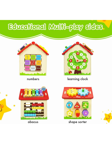 Casa de Juguete de Madera Montessori 16x16cm para Niños 18m+