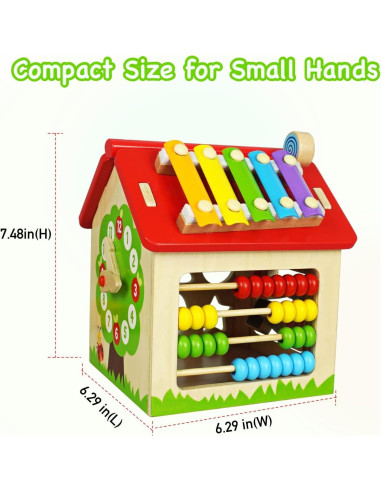 Casa de Juguete de Madera Montessori 16x16cm para Niños 18m+