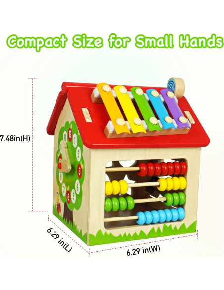 Casa de Juguete de Madera Montessori 16x16cm para Niños 18m+