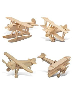 Kits de Modelos de Aviones de Madera Puzzled - 4 Rompecabezas 3D