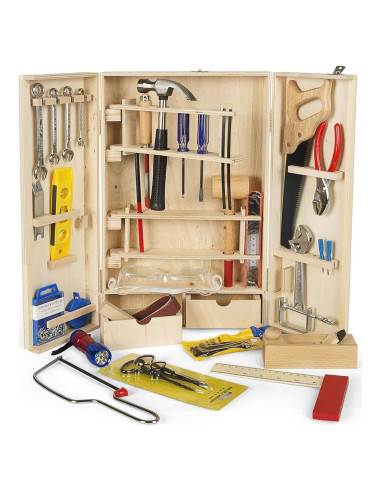 Caja de Herramientas de Madera Leomark - 50 Piezas para Niños