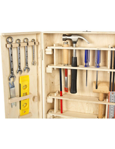 Caja de Herramientas de Madera Leomark - 50 Piezas para Niños