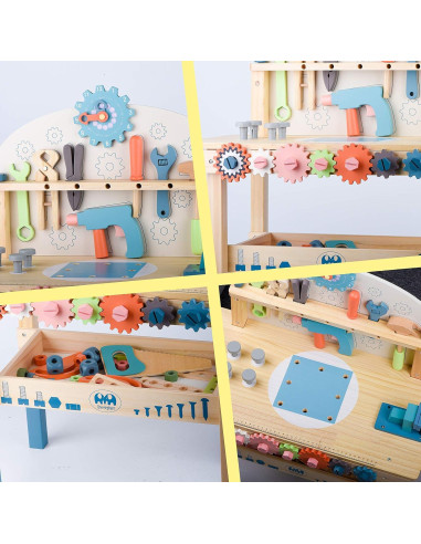 Banco de herramientas de madera Toywoo 60x30x80 cm para niños