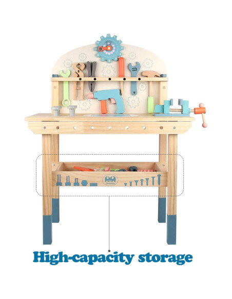 Banco de herramientas de madera Toywoo 60x30x80 cm para niños