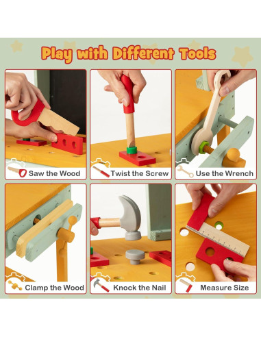Banco de herramientas Costzon para niños de madera 84.5x37x80.5cm