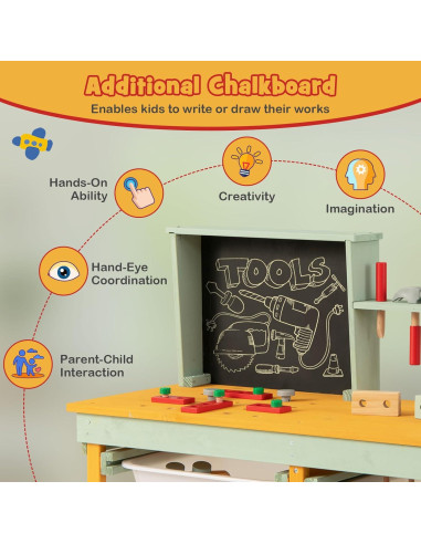 Banco de herramientas Costzon para niños de madera 84.5x37x80.5cm