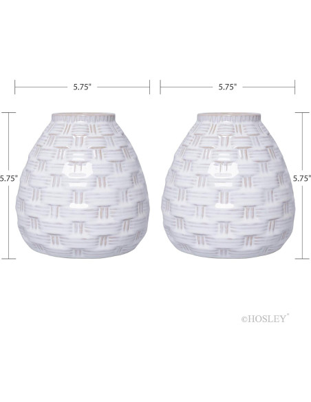 Conjunto de 2 Jarrones de Cerámica Blanca Hosley 14.6 cm