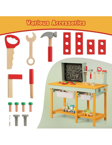 Banco de herramientas Costzon para niños de madera 84.5x37x80.5cm