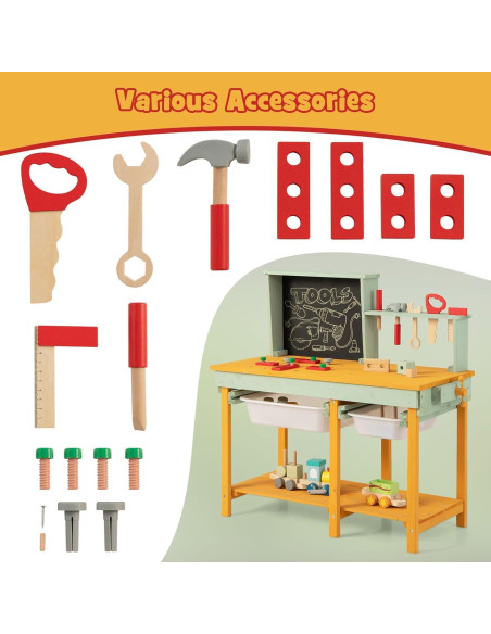 Banco de herramientas Costzon para niños de madera 84.5x37x80.5cm