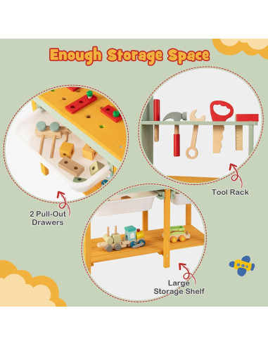 Banco de herramientas Costzon para niños de madera 84.5x37x80.5cm