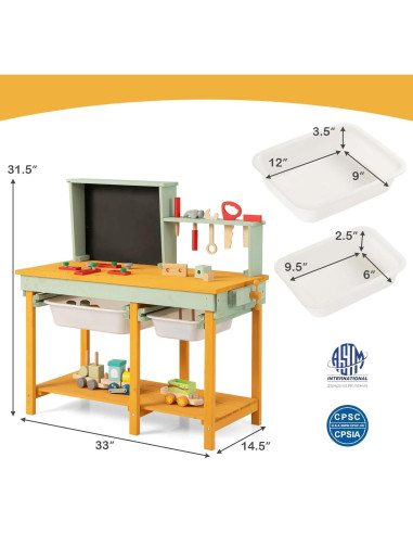 Banco de herramientas Costzon para niños de madera 84.5x37x80.5cm