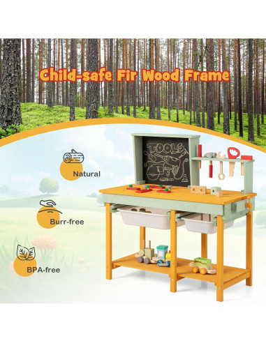 Banco de herramientas Costzon para niños de madera 84.5x37x80.5cm