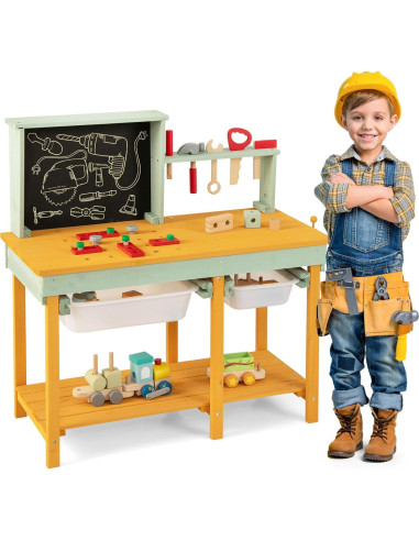 Banco de herramientas Costzon para niños de madera 84.5x37x80.5cm