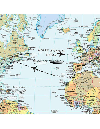 Mapa Mundial de Pizarra Secable WallPops 61x91 cm Azul