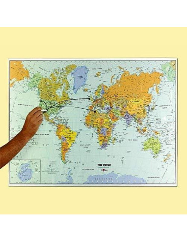 Mapa Mundial de Pizarra Secable WallPops 61x91 cm Azul
