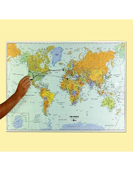 Mapa Mundial de Pizarra Secable WallPops 61x91 cm Azul