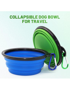 Cuencos Plegables para Perros SLSON 2 Paquete Azul y Verde 2