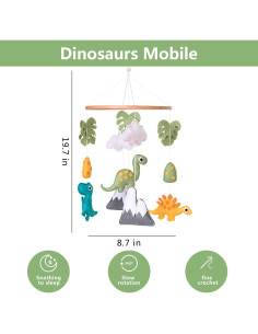 Móvil de Cuna Dinosaurio Vlokup - Fieltro Suave, 25.6x25.1cm 2