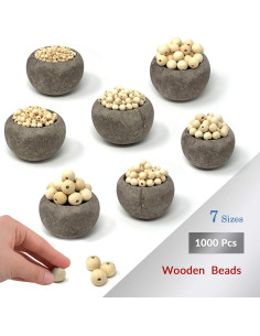 1000 Cuentas de Madera Natural Embellish - 7 Tamaños 2