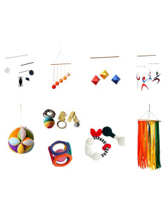 Conjunto de Móviles Visuales Montessori Munari y Sonajeros