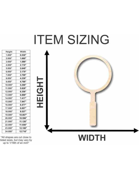 Lupa de Madera Sin Terminar 45.72 cm DIY 2.54 cm Grosor