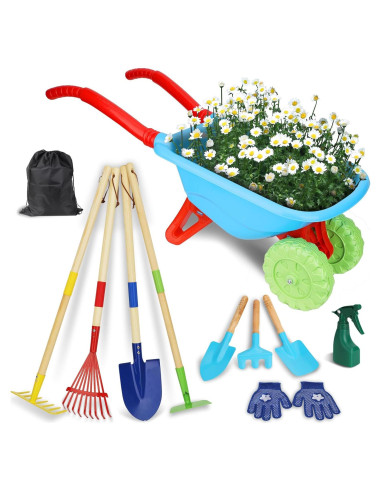 Juego de Herramientas de Jardinería para Niños Demolike con Carretilla
