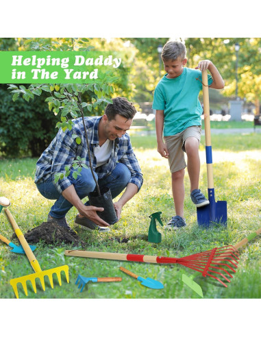 Juego de Herramientas de Jardinería para Niños Demolike con Carretilla