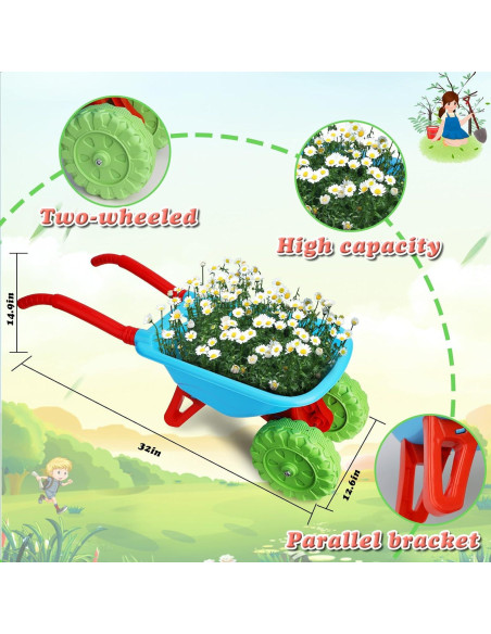 Juego de Herramientas de Jardinería para Niños Demolike con Carretilla