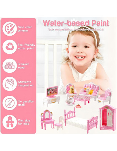 Conjunto de Muebles para Casa de Muñecas SwankyStyle 36 Piezas