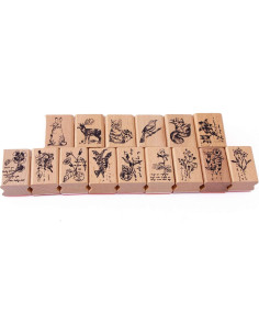 Juego de 15 Sellos de Goma de Madera Co-link para Manualidades 2