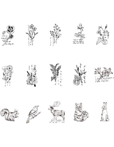 Juego de 15 Sellos de Goma de Madera Co-link para Manualidades