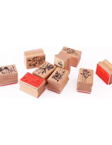 Juego de 15 Sellos de Goma de Madera Co-link para Manualidades