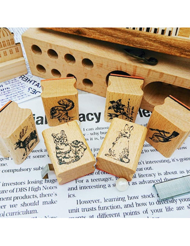 Juego de 15 Sellos de Goma de Madera Co-link para Manualidades