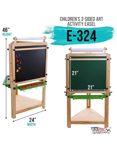 Caballete Infantil de 3 Lados Suministro de Arte 1.17m Pino