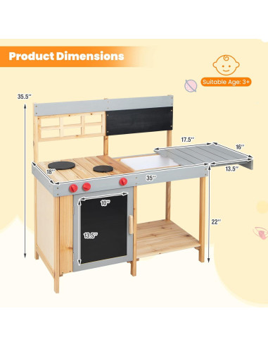 Cocina de Barro HONEY JOY para Niños al Aire Libre 90 cm