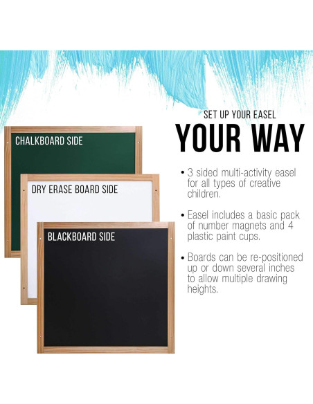 Caballete Infantil de 3 Lados Suministro de Arte 1.17m Pino