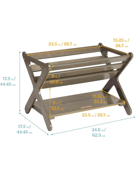 Caddy de Libros ECR4Kids Lavado Gris 62.5x44.5x44.5 cm