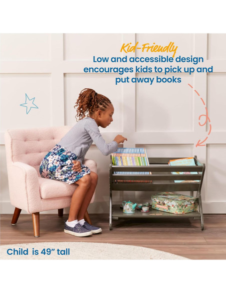 Caddy de Libros ECR4Kids Lavado Gris 62.5x44.5x44.5 cm