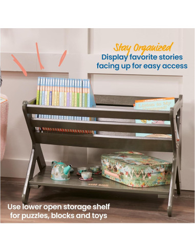 Caddy de Libros ECR4Kids Lavado Gris 62.5x44.5x44.5 cm