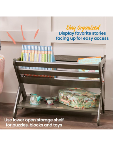 Caddy de Libros ECR4Kids Lavado Gris 62.5x44.5x44.5 cm