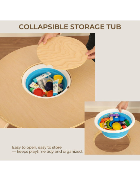 Conjunto Mesa Redonda y 4 Sillas de Madera para Niños