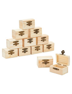 Cajas de Tesoro de Madera Juvale - Paquete de 12, 5.8x3.8x3.8 cm