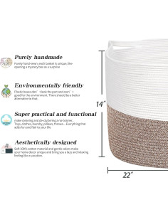 Cesta de Almacenamiento de Algodón R RUNKA XXL Bohemia 55.88x35.56cm 2