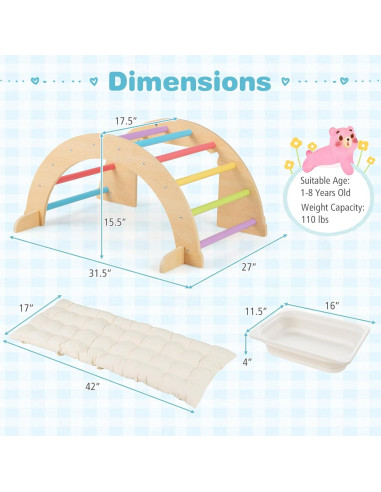 Arco de Escalada 6 en 1 Costzon para Niños - Madera y Cojín
