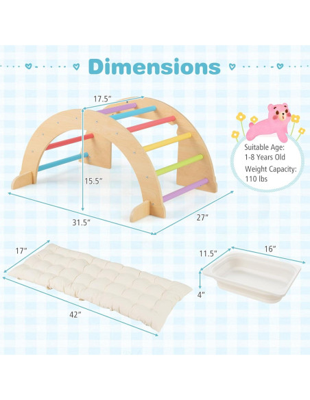 Arco de Escalada 6 en 1 Costzon para Niños - Madera y Cojín